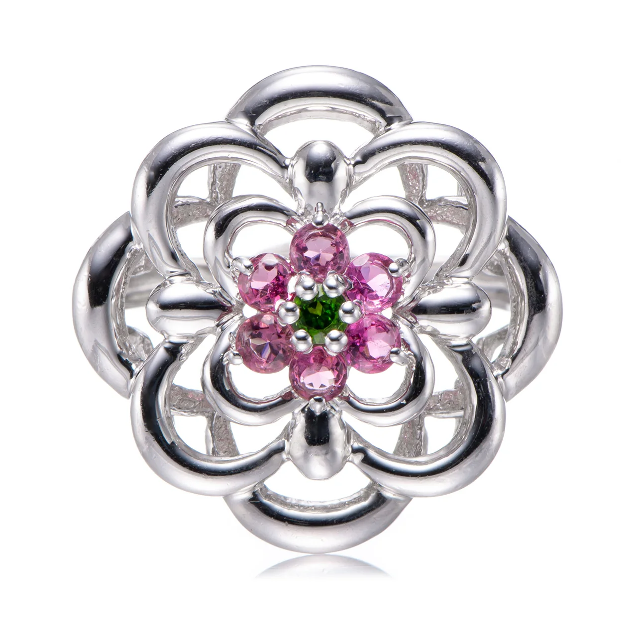 

Multi Tourmaline Rhodium Over Sterling Silver Ring