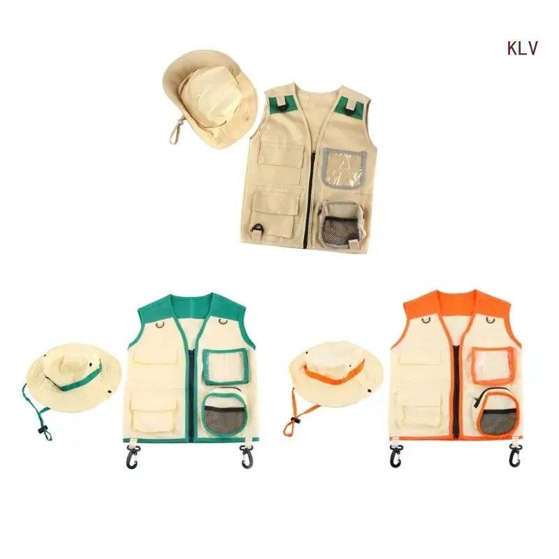 

Комплект исследователя на открытом воздухе для детей, костюмы для одевания и ролевых игр, жилет для сафари, шляпа 6XDA