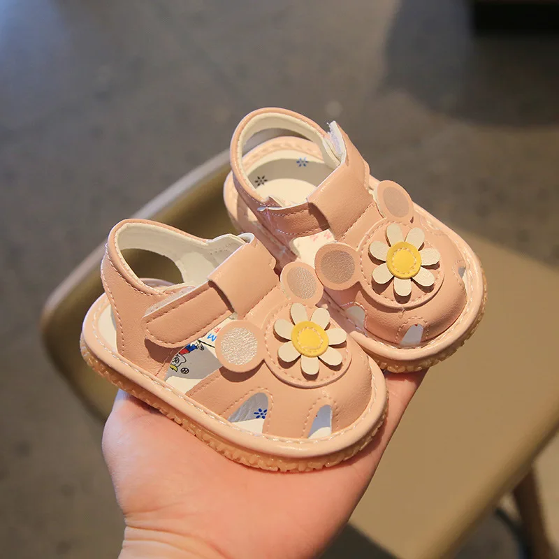 Summer Cartoon Flower Soft Sole Children's Sandals 0-1 Year Old Male Shoes Boy Girl Sandals Rubber Non-slip Baby Walking Shoes