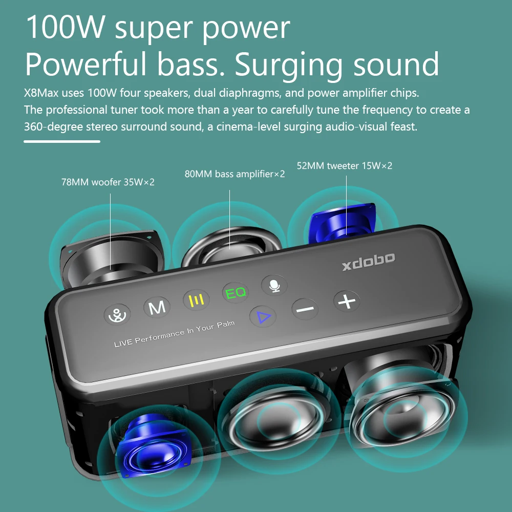 xdobo ｘ８ＭＡＸ ブルートゥーススピーカー Bluetooth Xdobo 100w X8 Max Music Player Portable Wireless Bluetooth