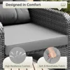 Balcony Furniture 5 Piece Patio Conversation Set, PE Wicker Rattan Outdoor Lounge Chairs with Soft Cushions 2 Ottoman&Glass Tabl 6