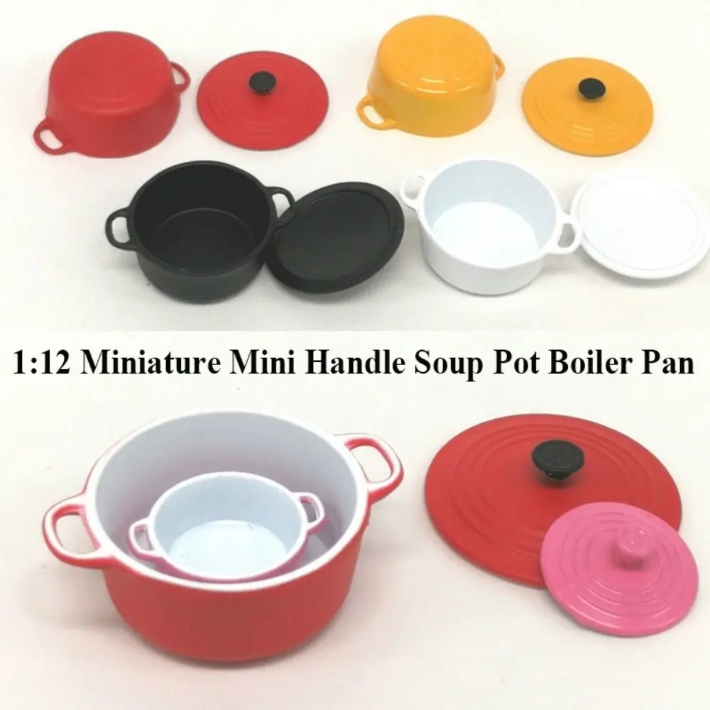 

Миниатюрная суповая кастрюля с мини-ручкой в масштабе 1:12, круглая кастрюля для котла для детей, кукольный домик, кухонная утварь, посуда для ролевых игр