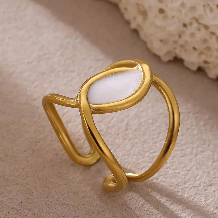 Geometric Woven Stainless Steel Ring Daily Wear Women