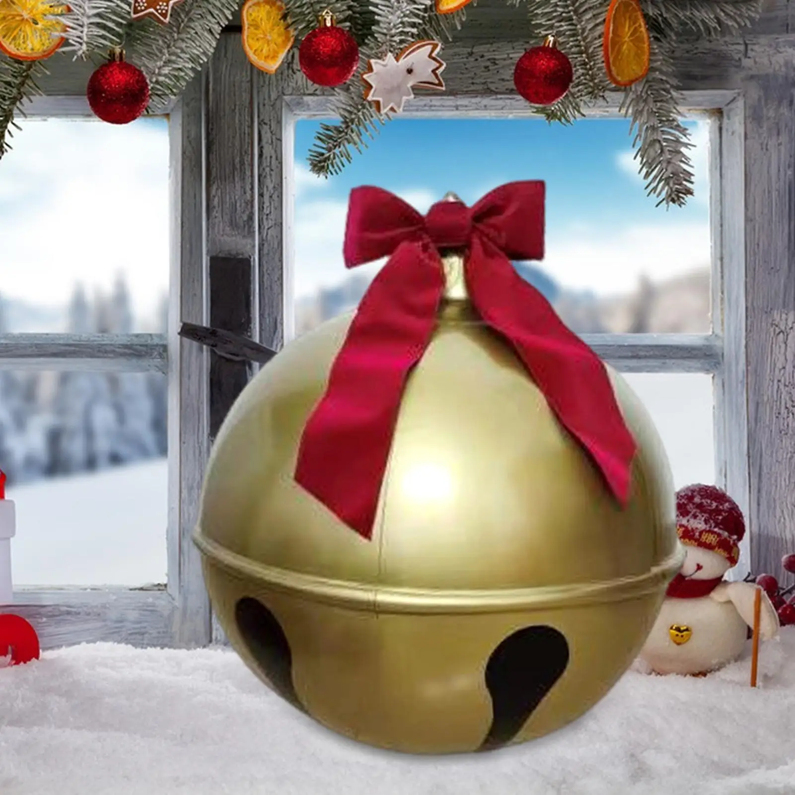 1PCS Inflatable Christmas Ball, 45/60cm gold Large Bell Shape Hanging Ornament For Outdoor, Yard, Garden, Holiday Decorations