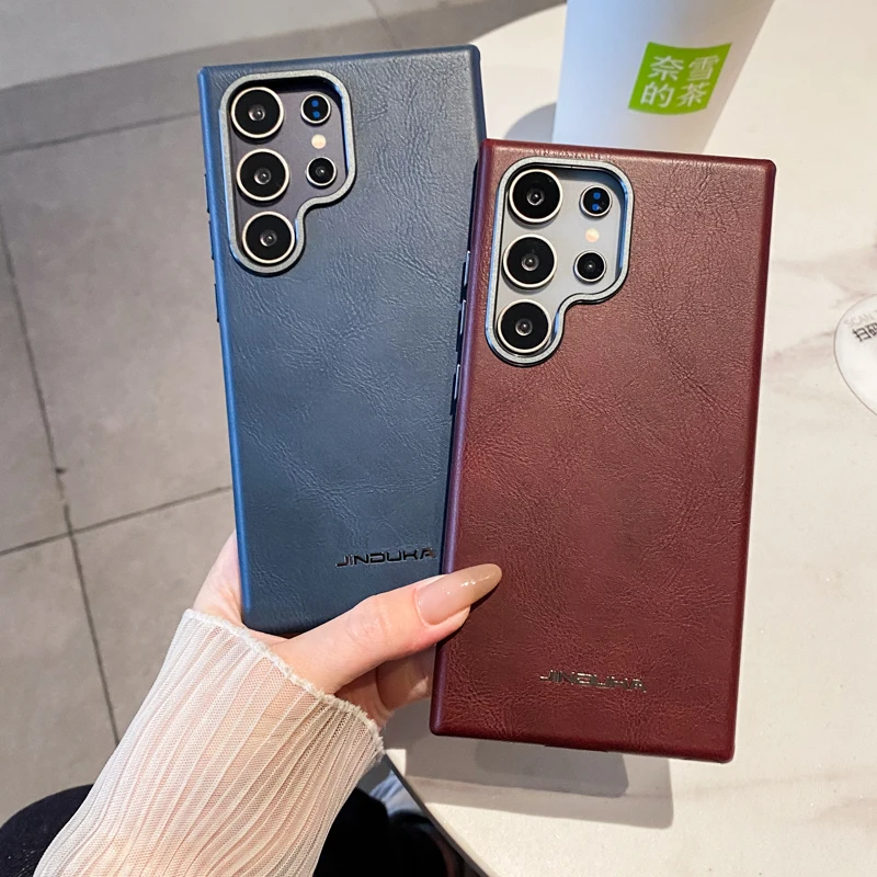 Luxury Premium PU Leather Phone Case - Business Shockproof Hard Bumper Protection Back Cover