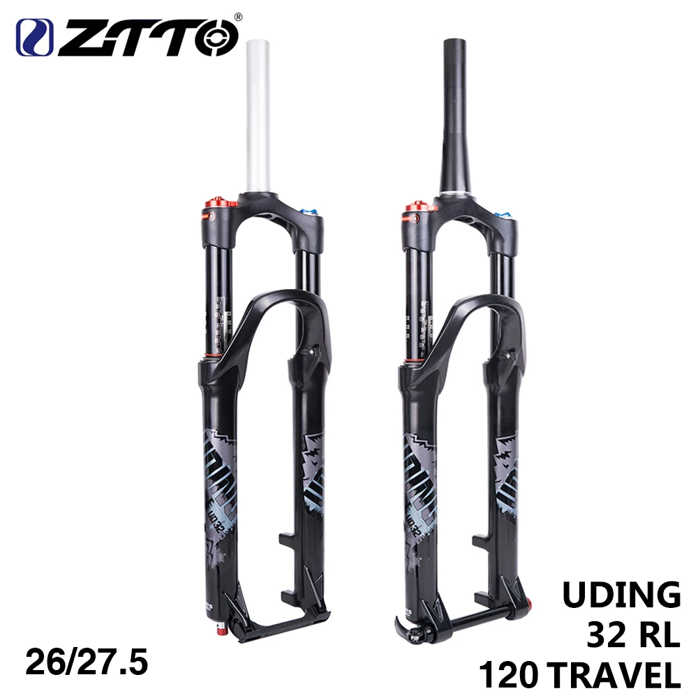

ZTTO UDING MTB Bicycle 120mm Travel Air Fork 26 27.5 Inch Suspension Straight Tapered Tube Thru Axle QR Quick Release Bike Parts