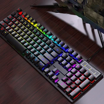 2025 Wired Office Gaming Keyboard RGB Backlight Luminous Mechanical Feel Keyboard For Laptop Computer PC Accessories 2