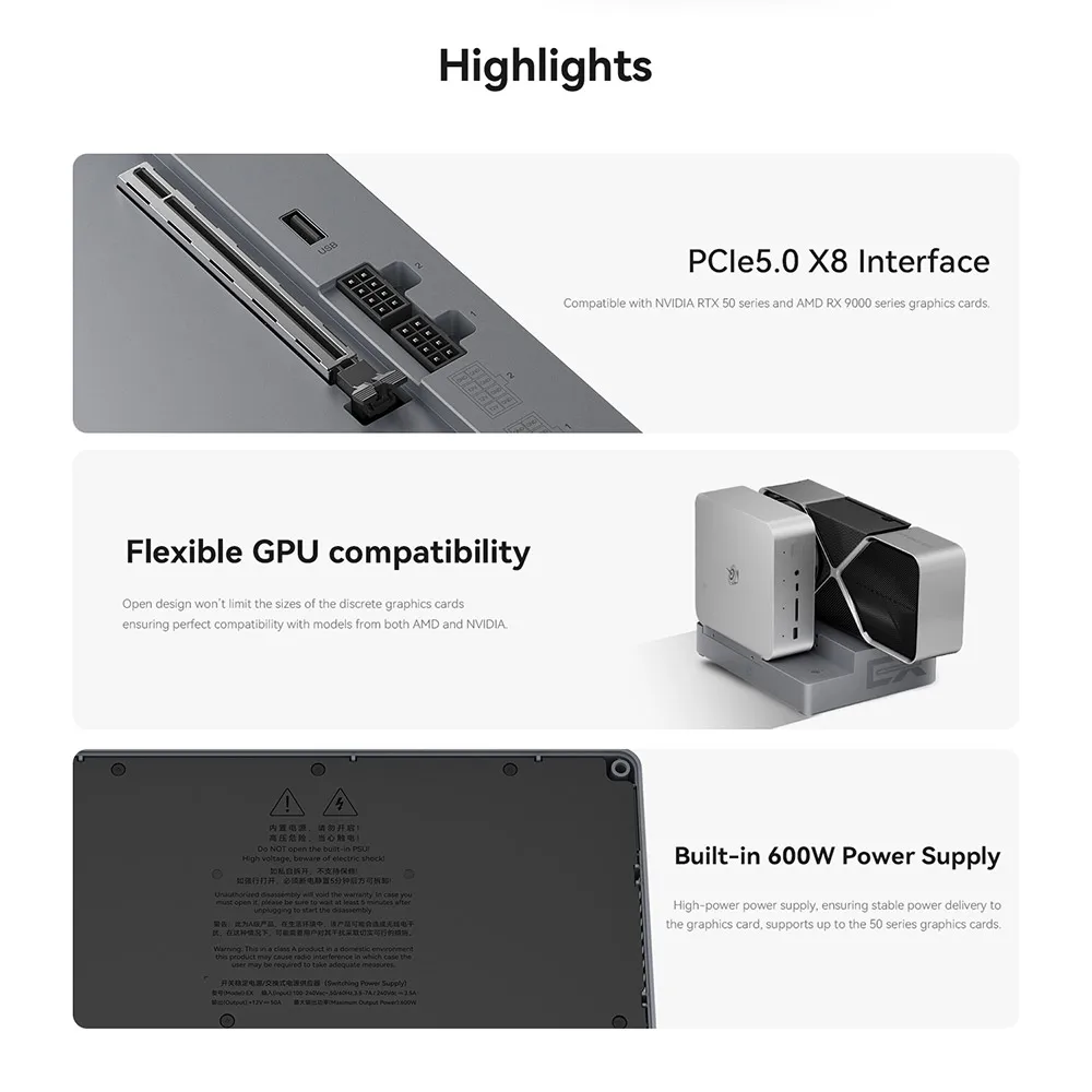 AOOSTAR eGPU ドッキングステーション 800W PSU Beelink 専用 EX Pro