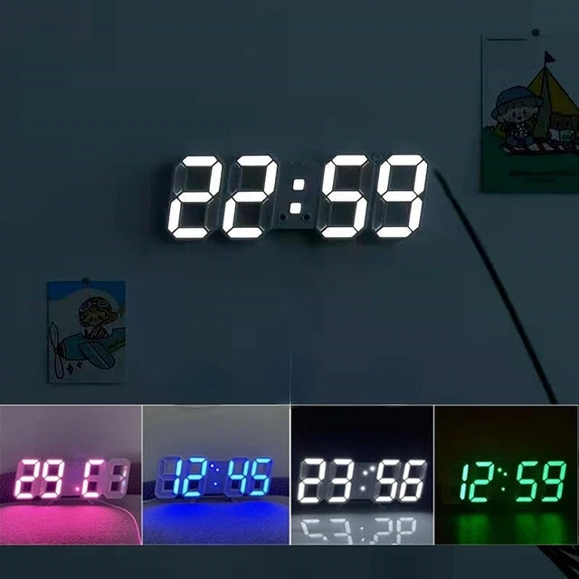 3D LED Digital Uhr wand deco Glowing Nacht Modus Einstellbare Elektronische  Tisch Uhr Wanduhr dekoration wohnzimmer LED Uhr - AliExpress