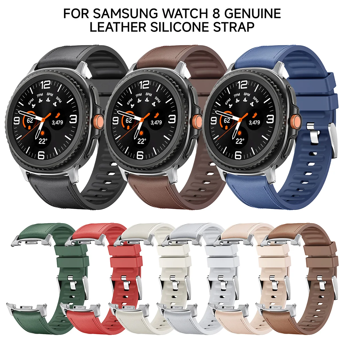 Premium Silicone & Leather Watch Strap - Elegant No-Gap Design Bracelet Accessory