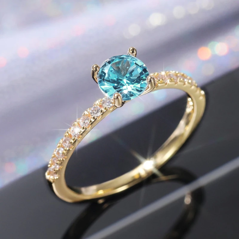 Elegant Zirconia Women's Wedding Engagement Ring - Classic 4 Claw Design in Three Stunning Colors