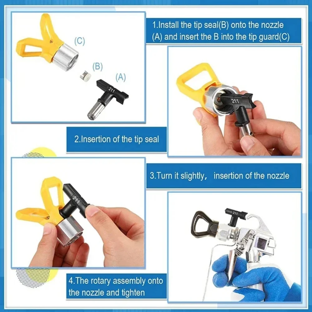 Airless Paint Spray Nozzle Black Airless Spray Nozzles Spray Tips Reversible Tip For Airless Paint Sprayer 109-625 Seal Nozzle