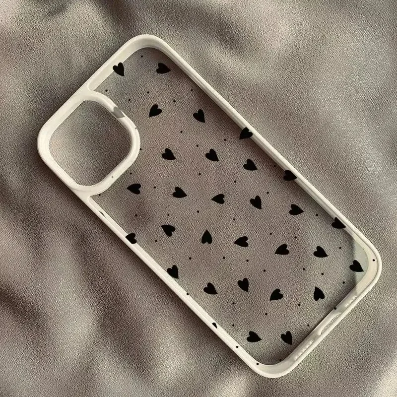 Chic Pink Heart Design Phone Case - Fashionable Black Clear Cover