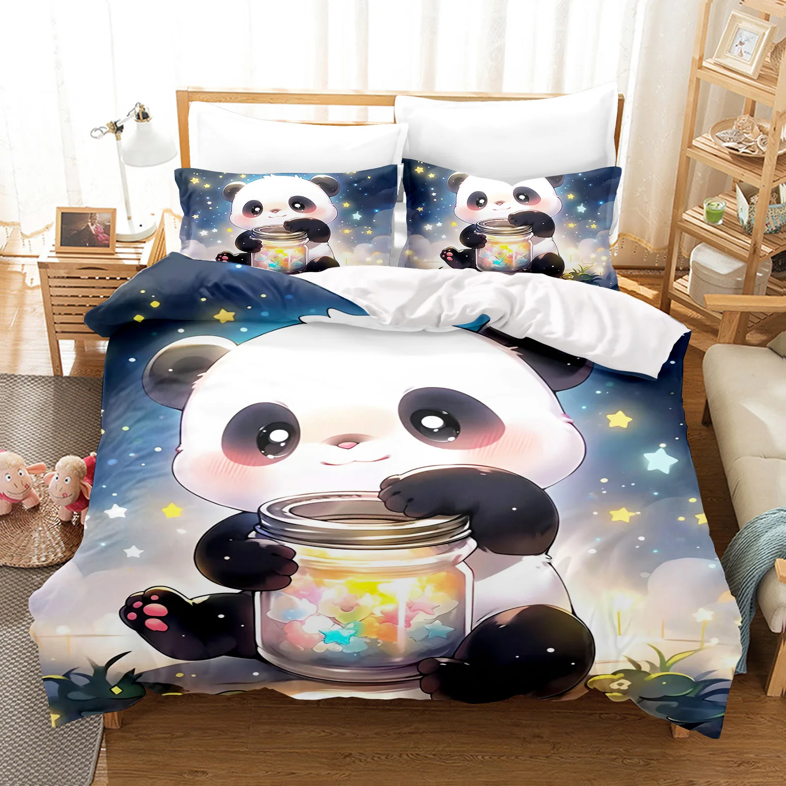3D Moon Panda 67007 Bed Pillowcases Quilt