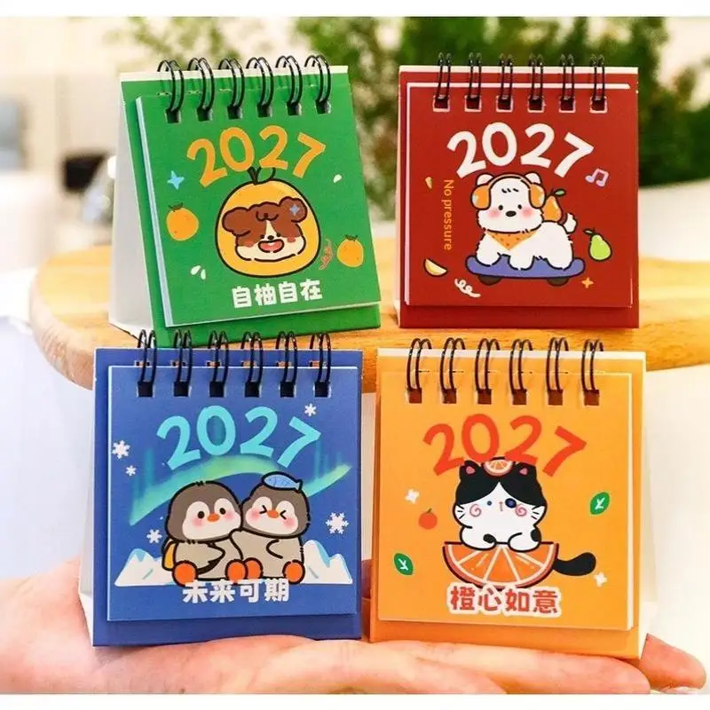 Mini calendario da tavolo 2027, agenda mensile con cartoni animati, piccola decorazione da scrivania per la stanza dei bambini, l'ufficio - immagine 4