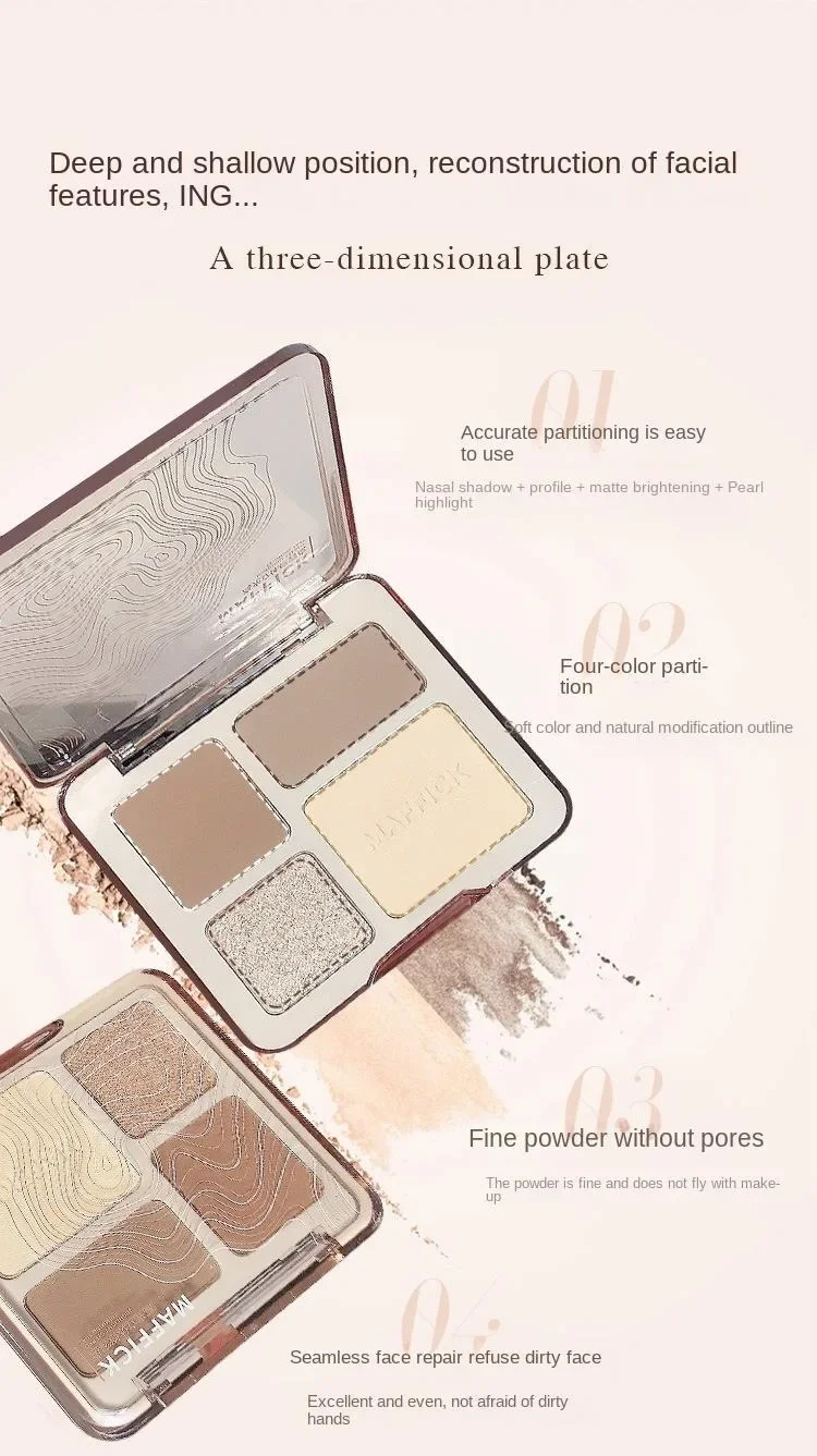 Description Picture 4 of itemNatural Stereoscopic Face Powder Palette  Matte Bronzer  Contour Shading  Multifunctional Highlighter  Cosmetic Blush gift