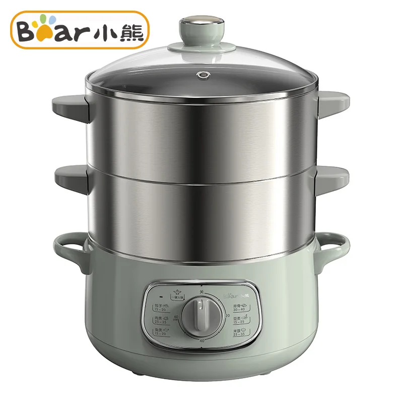 Bear Electric Steamer 10L Stainless Steel Intelligent Steamer Pot 3 Layer Automatic Electric Steamer Cooker Food Warmer 220V