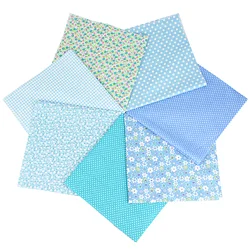 7-Piece Cotton Craft Fabric Set for DIY Patchwork and Sewing Projects (Blue)