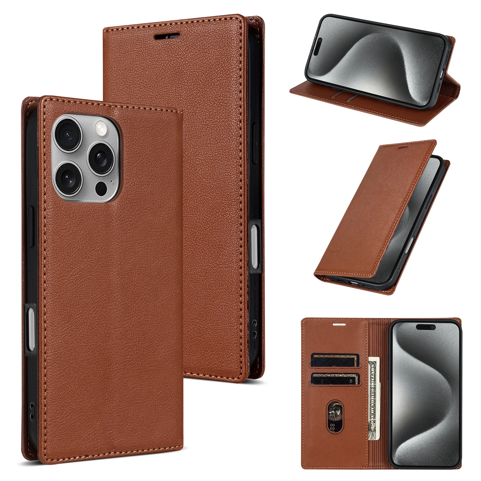 Sleek Retro Flip Leather Wallet Case with Card Slot Holder