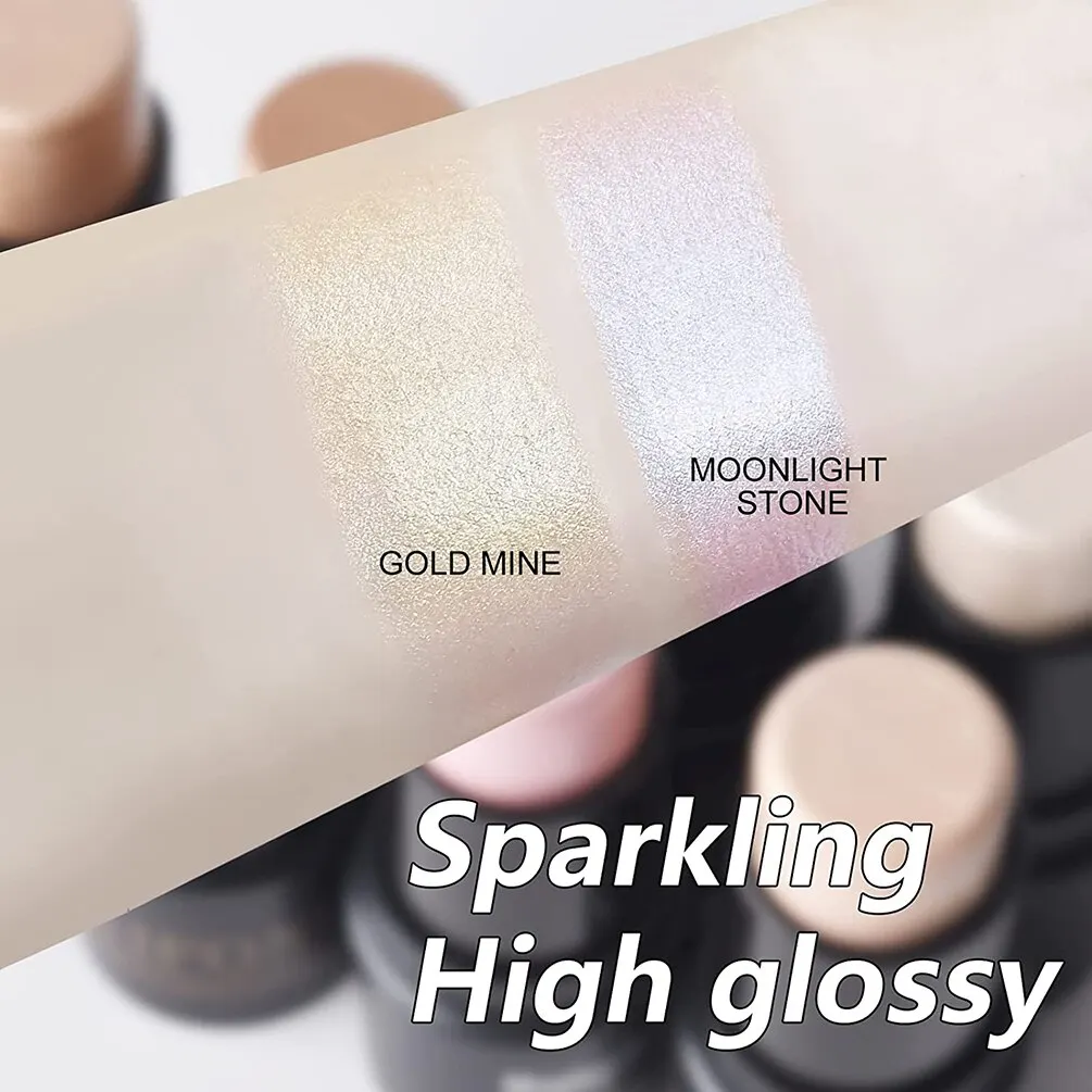 2pcs Highlighter Stick Makeup Face Contour Bronzer Shimmer Concealer Stick Glitter Modify Face Contour Illuminate Makeup Tools face highlighter,face bronzer,facial contour stick