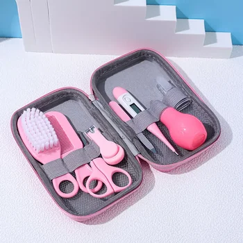 Kit di Cura per Neonati 8 Pezzi: Set Essenziale per la Salute del Bambino con Termometro, Spazzola per Capelli, Aspiratore Nasale e Accessori per la Sicurezza del Neonato
