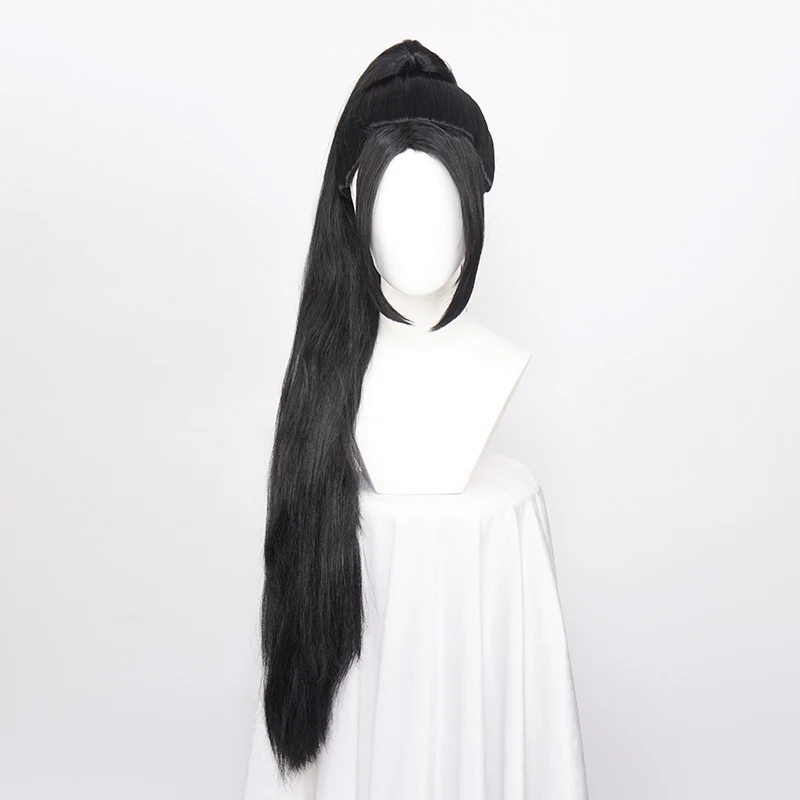 

ccutoo wig Valorant Sage Cosplay Wig Long Black Women Wig with Removable Ponytail Synthetic Hair Heat Resistant Halloween