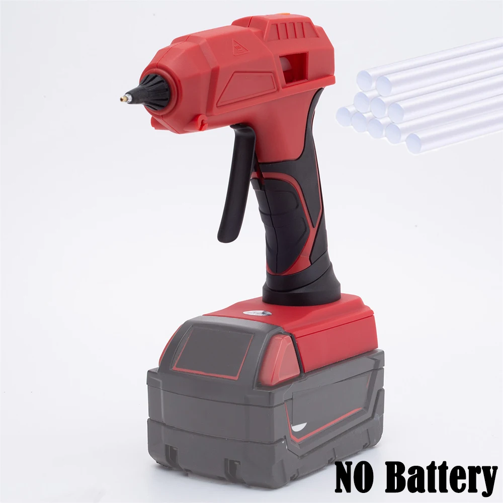 60W Cordless Hot Melt Glue Gun For Milwaukee 18V Lithium Battery Electric Repair DIY Gun With 10pcs 7mm Glue Sticks(NO Battery ) marsworker 4v lithium hot melt glue gun with built in 2000mah rechargeable lithium battery