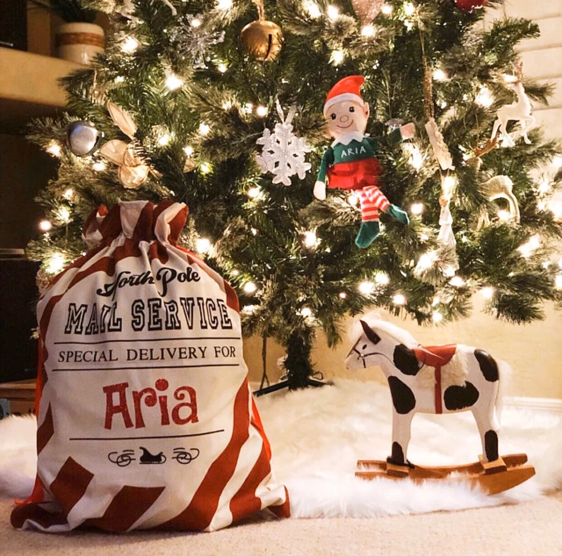 PERSONALIZED SANTA SACK Candy Cane Canvas Sack Santa Claus Bag Children's Christmas Gift Snack Bag christmas gift bags,christmas candy packaging