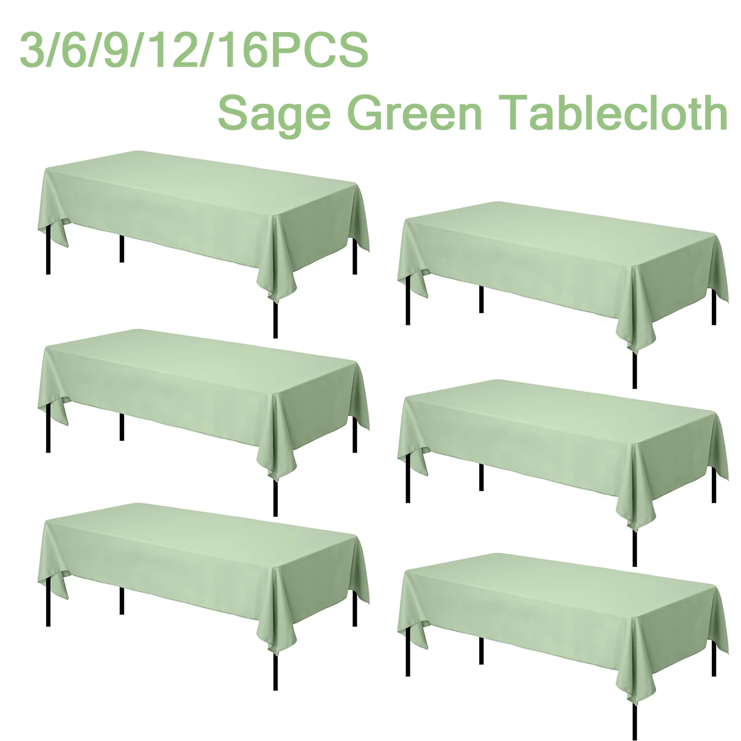 3612pcsSageGreenPlasticTableclothsSpandexTableCovers