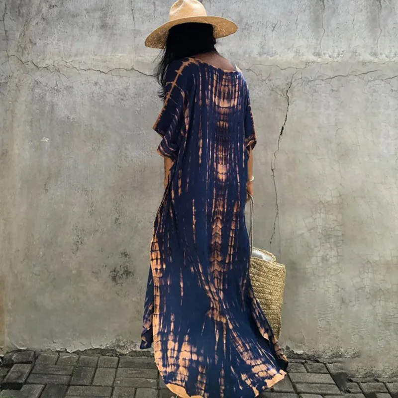 Fashion Casual Striped Print Long Dresses Women Bohemian V-neck Bat Sleeve Loose Slit Beach Dress Summer New Beachwear Vestidos 154 Fashion Casual Striped Print Long Dresses Women Bohemian V-neck Bat Sleeve Loose Slit Beach Dress Summer New Beachwear Vestidos