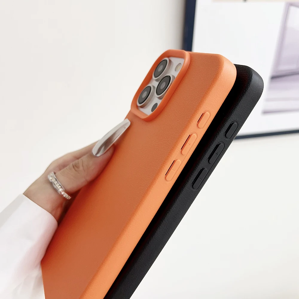 Soft Candy Colored Luxury Leather Texture Silicone Case For iPhone 16 15 14 13 12 11 Pro Max - Image 4