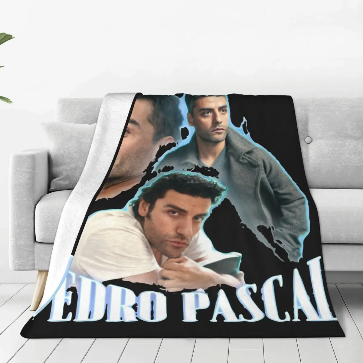 

I Love Pedro Pascal Oscar Isaac Cursed Fan Collage Flannel Blankets Funny Throw Blankets for Home 150*125cm