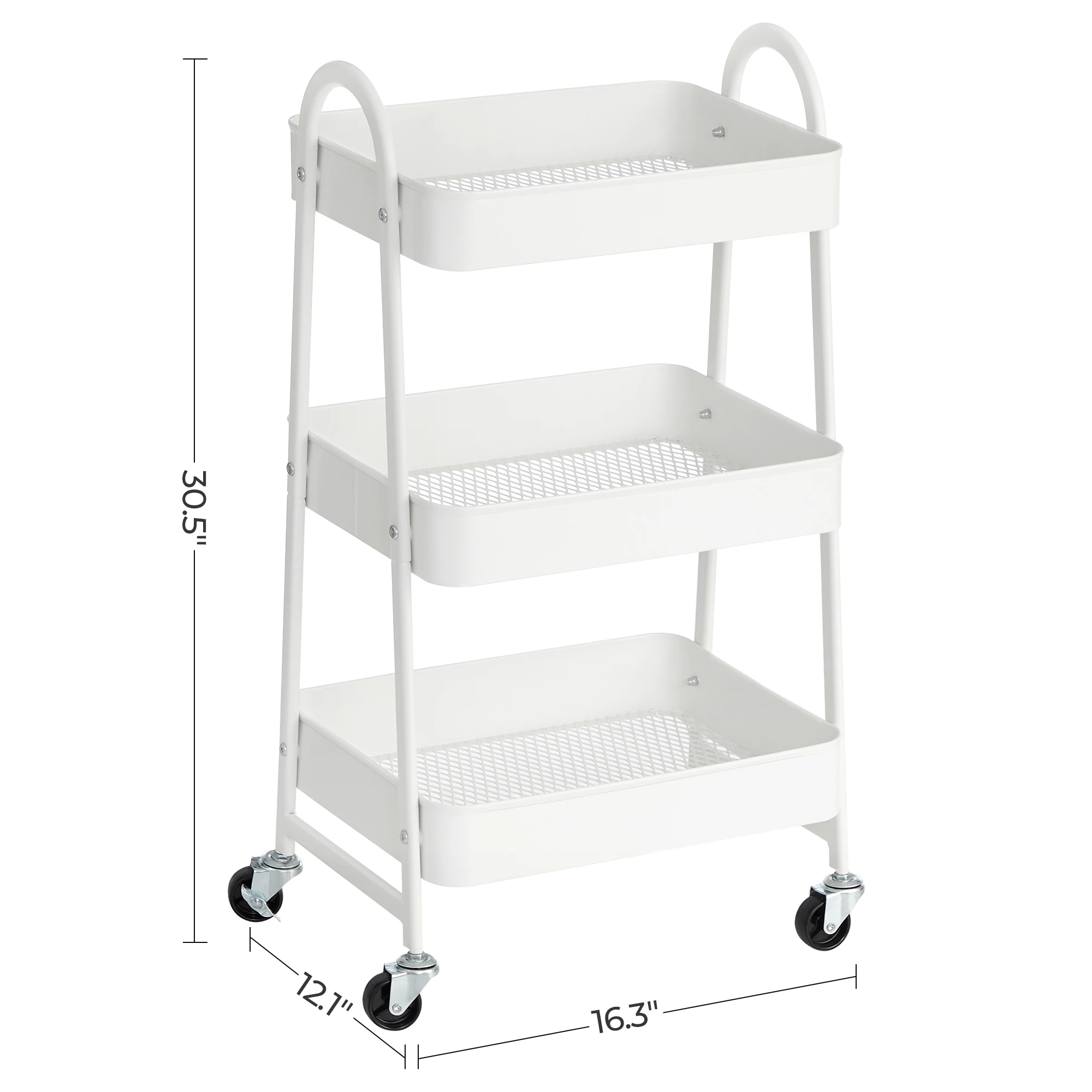 SONGMICS 3-Tier Rolling Cart, Metal Storage Cart, Kitchen Storage Trolley with 2 Brakes and Handles, Utility Cart, Easy Assembly 6