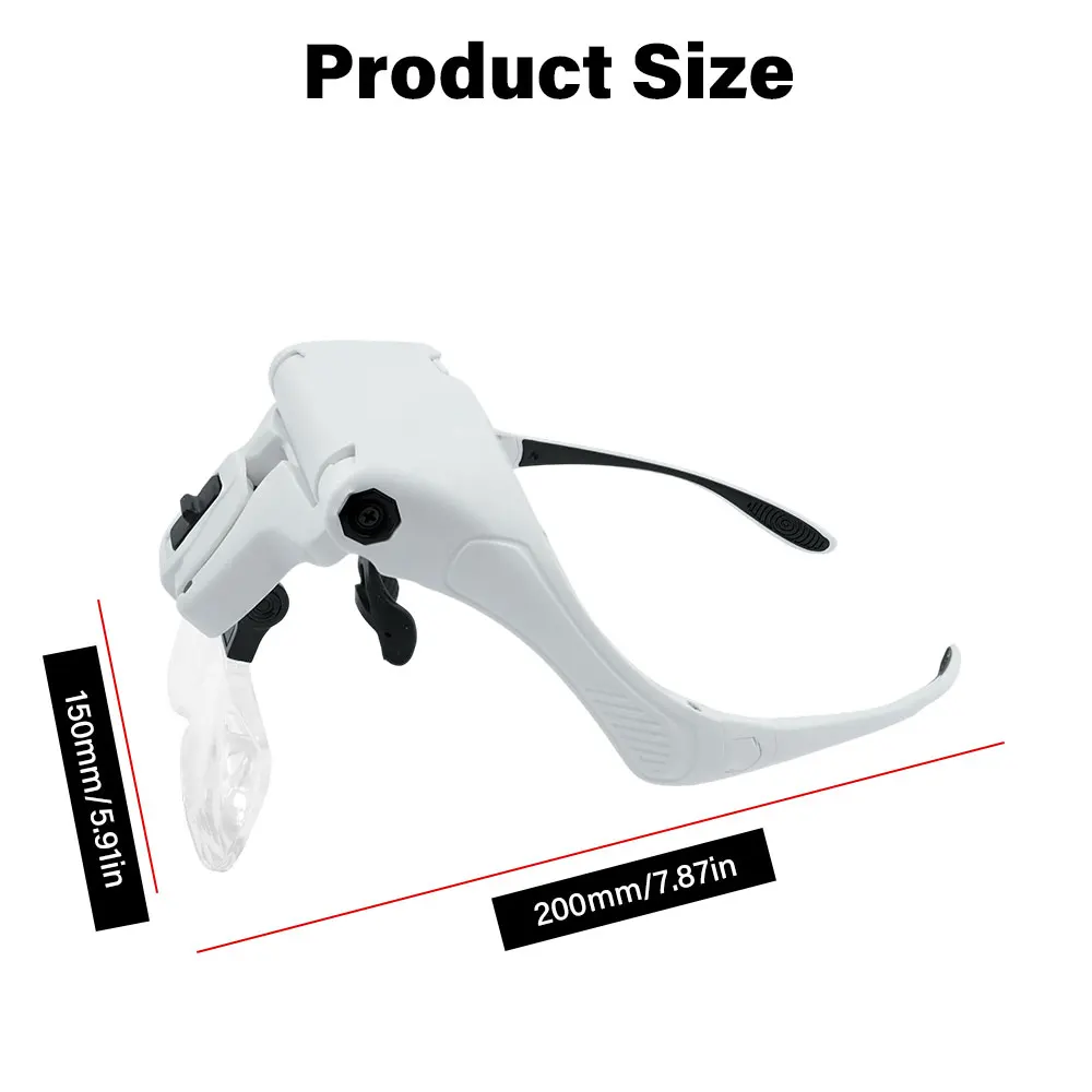2026년형 LED 조명 돋보기, 시계 수리용 착용형 확대경, 1.5배, 2.5배, 3.5배, 5.0배, USB 충전식