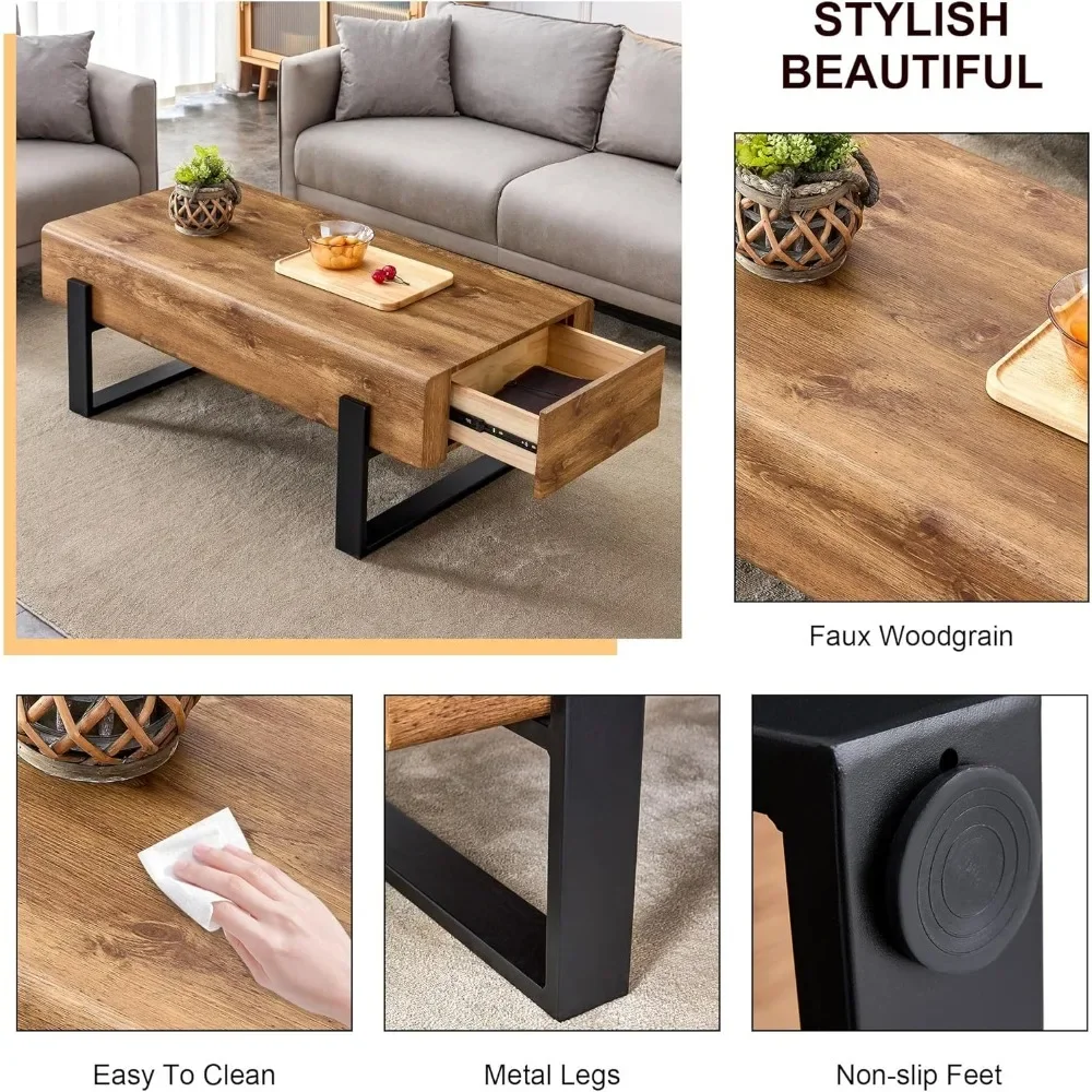 Coffee Table, Metal Legs for Living Room Dining Room, Coffee Table 3