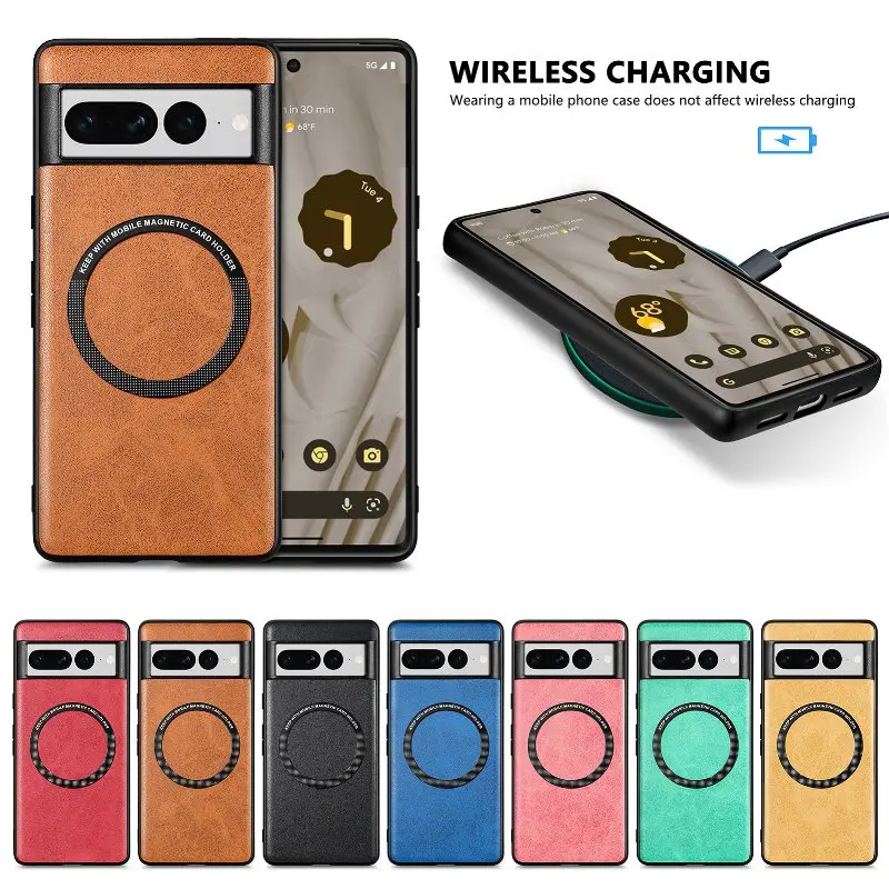 Solid Color Leather Magnetic Phone Case For Google Pixel 8 Pro 7 Pro 7A 6  Pro 6A Shockproof Anti-Drop Slim Phone Back Cover