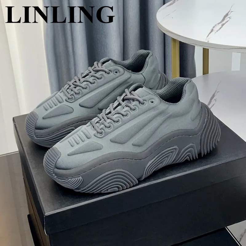 

Fashion Men Chunky Casual Sneakers Women 2023 Thick Sole Girls Sport Shoes Fashion Platform Lace-up Dad Shoes Female Footwear