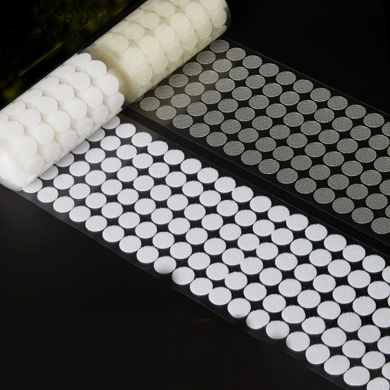 100 Pairs Self Adhesive Dots Round Nylon Black White Strong Self Adhesive  Fastener Tape Disc Adhesive