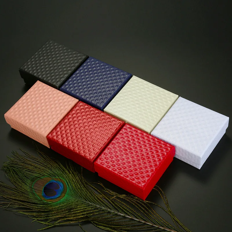 1pc 7.5x7.5x3.5cm Jewelry Set Display Gift Box Ring Necklace Bracelets Earring Gift Packaging Boxes with Sponge Inside Rectangle