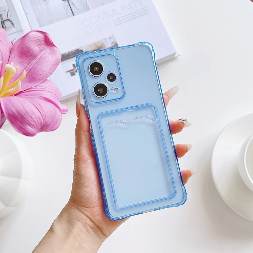 Clear Shockproof Phone Case with Transparent Card Slot Holder