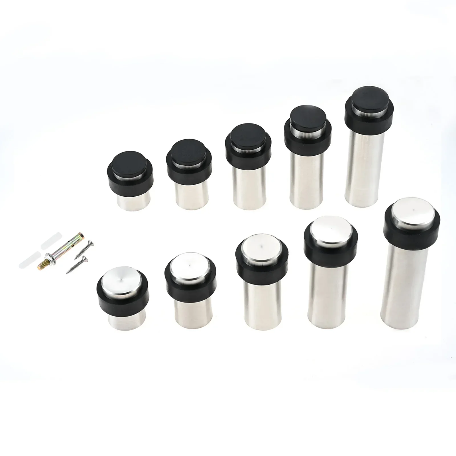 Stainless Steel Mute Door Stopper Floor Wall Mounted Anti-collision Cylindrical For Wood Glass Ceramic Tile Doors 1Pc door stopper