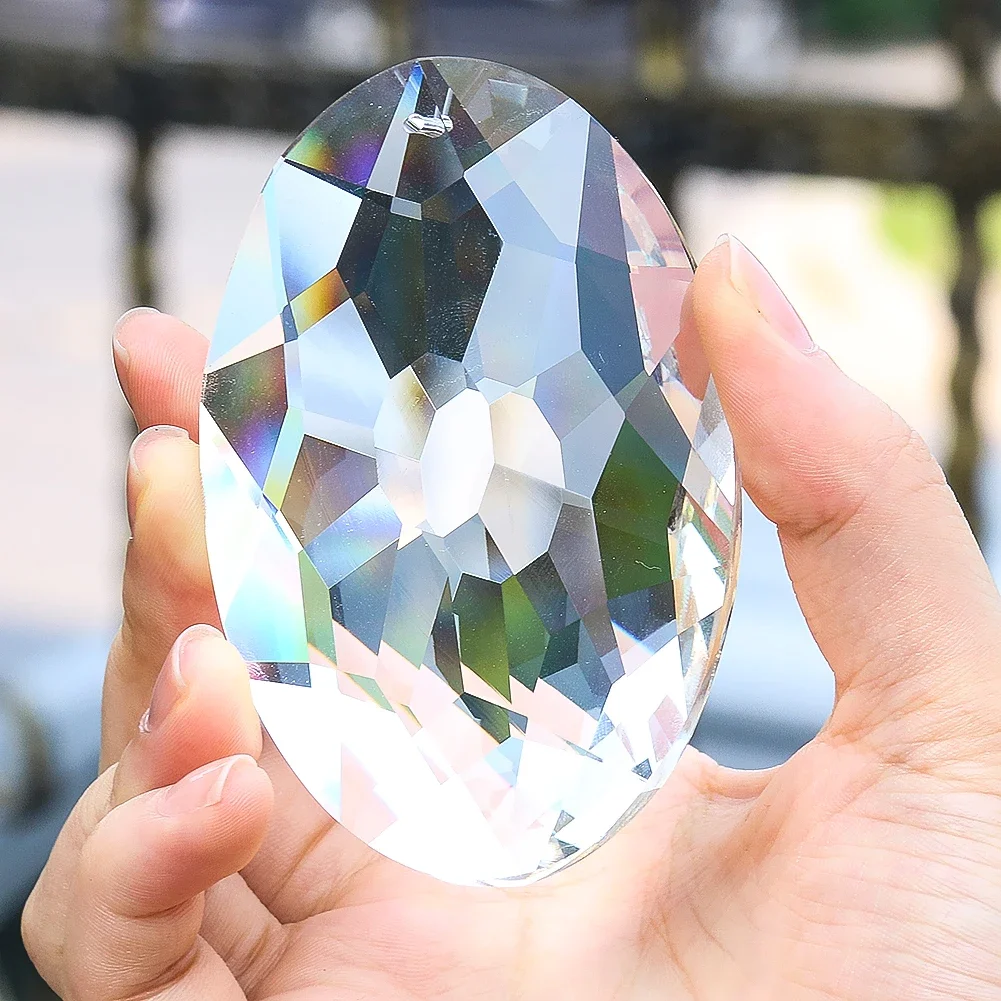90MM Clear Hollow-out Sunflower Glass Chandelier Crystal Pendant Glass Art Prism Faceted Suncatcher Making Supplies Hanging 1PC