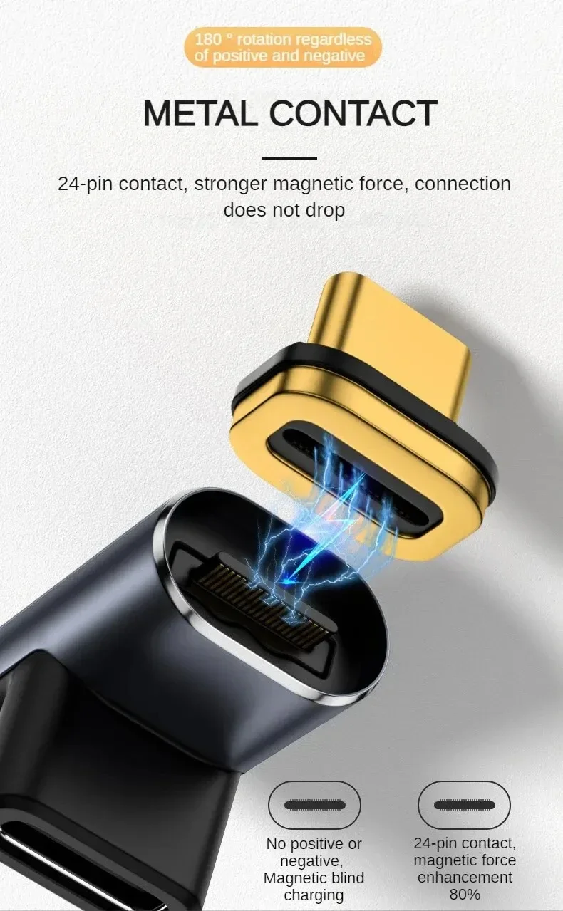 Enhanced USB-C Magnetic Adapter with 40Gbps Data Transfer and 100W Fast Charging Capability