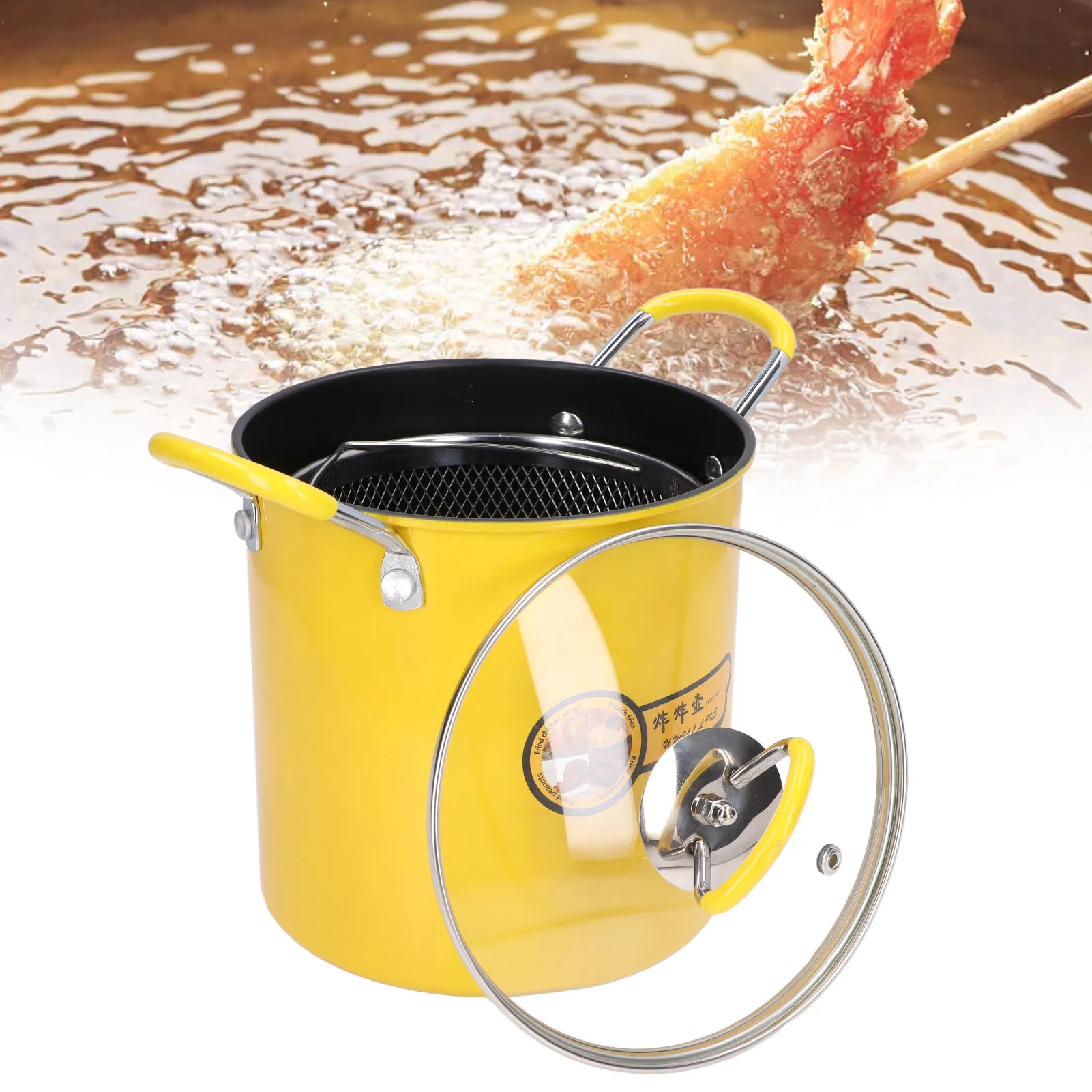 3L Mini Deep Fryer Pot Stainless Steel Japanese Frying Pot with Oil Filter Rack Lid for Home Kitchen 6
