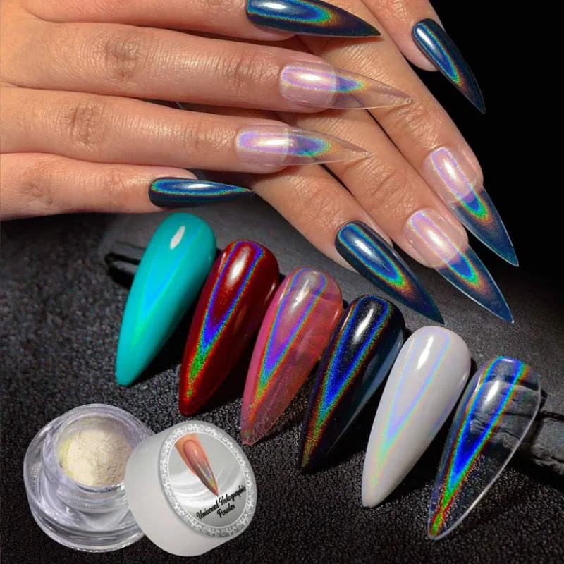

Holographic Nail Powder Chrome Laser Colorful Magic Mirror Glitter Design Nail Art Pigment Rub Dust Flakes Decorations