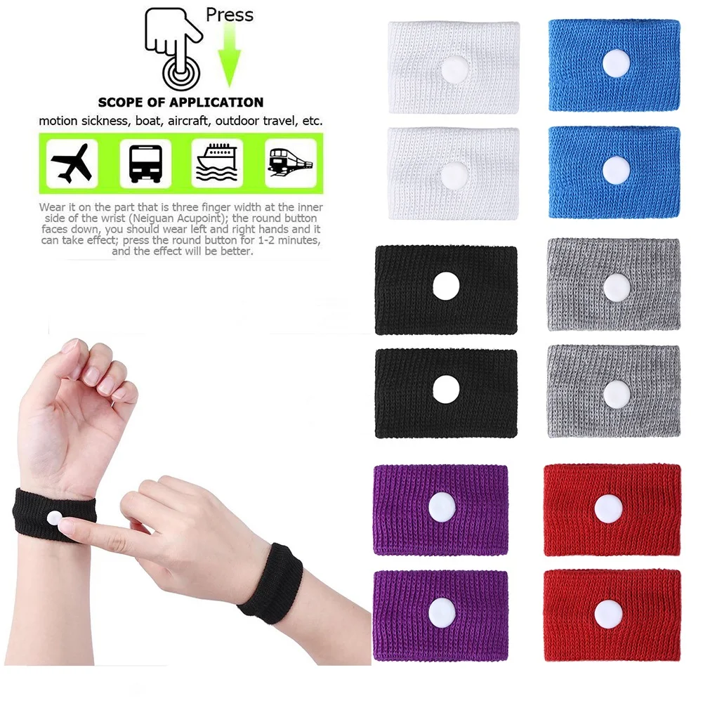 1-5pair Travel Morning Sickness Wrist Band Anti Nausea Car Boat Sea Plane Sports Safety Wristband Anti-motion Sickness Bracelet anti motion sickness wristband
