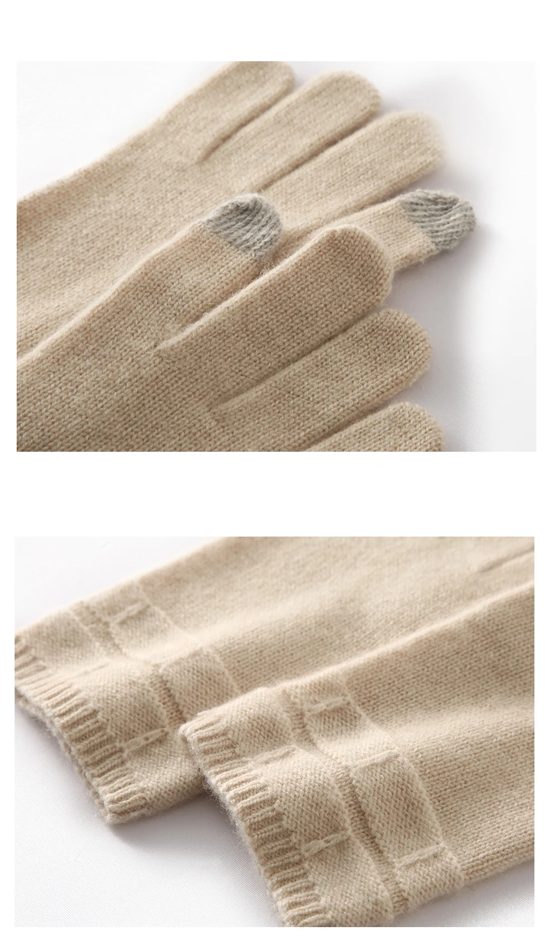 2025 Herbst Winter Neue 100 % Kaschmir Männer und Frauen Handschuhe Warme Winddicht Kalt-proof Finger Handschuhe Touchscreen Gestrickte Handschuhe – Detail 13