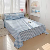 Washed Cotton Flat Bed Sheet Solid Bed Cover Single Double Queen King Size Bedsheet Linens Soft Bedspread (Pillowcase Can Order) 2