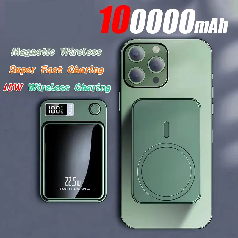 Power Bank 200000mAH Magnetic Wireless 22.5W Ultra Capacity Super Fast Charging For Iphone16 Samsung Xiaomi