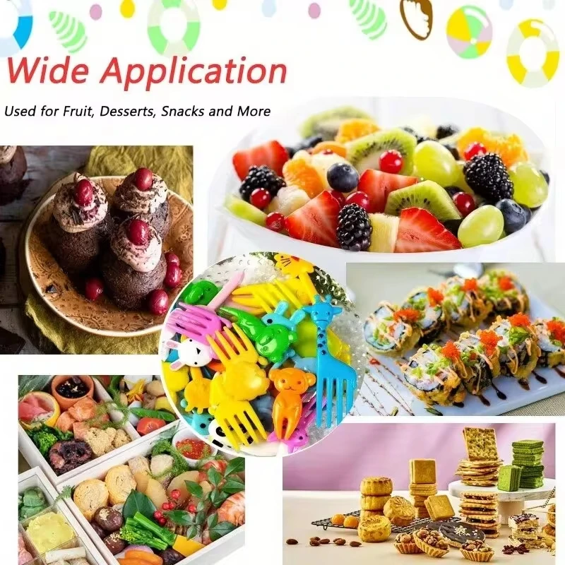 Food Toothpicks 30Pcs Animal Food Selection Reusable Cute and Fun Cartoon Animal Fruit Food Toothpicks Fruit Salad Forks Bento Box Accessorie